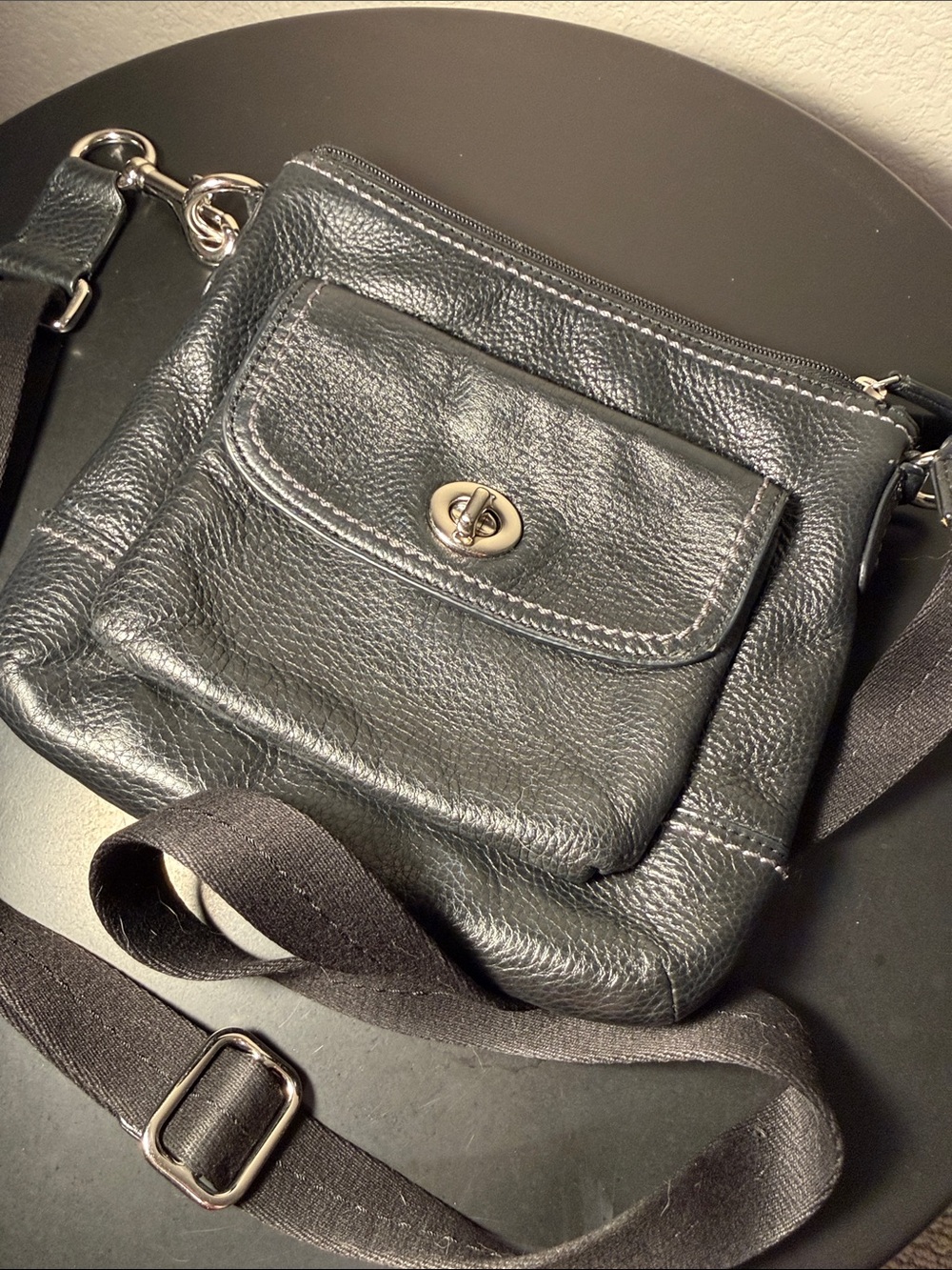 Leather Crossbody Bag in Black
